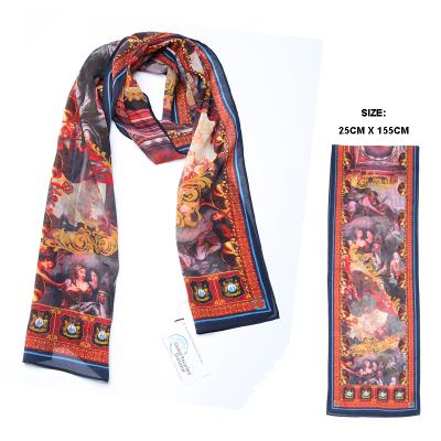 China Wholesale high quality eco-friendly oblong oil painting printed touch eco floral eco-friendly silk scarf for women for sale