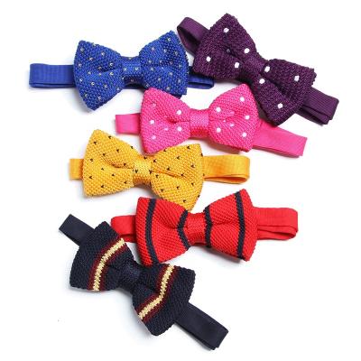 China Casual Formal Stock No MOQ Designs Multi Colored Stripe Dot Pattern Floral Silk Knitting Bow Tie For Man for sale