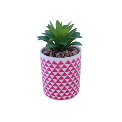 China New Design Fake Arrival Indoor Outdoor Plastic Pink Mini Ceramic Pots For Artificial Succulent Grass Plants Garden Decor Home Decoration for sale