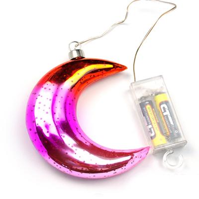 China Moon LED Christmas Glass-Glass Hanging Decoration for sale