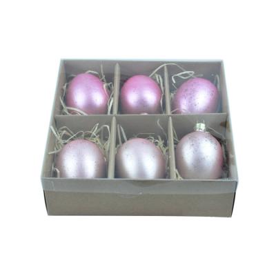 China Gifts / Ornaments Hot Sale Purple Set 6 Hand Printing Mini Spring Artificial Blown Clear Glass Decor Hanging Ornament Easter Eggs for sale