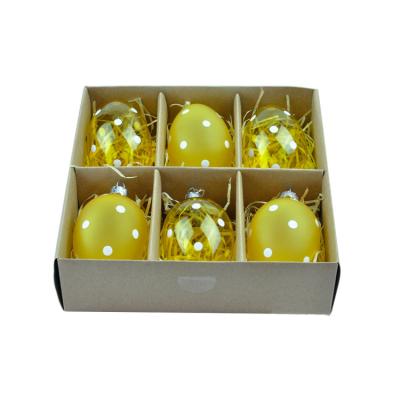 China Gifts / Ornaments BSCI Supplier Yellow Set 6 Egg Easter Decorative Art Decor Best Hanging Ornaments Clear Hand Blown Glass for sale