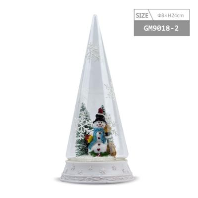 China Glass LED Lighted Hand Blown Glass Christmas Tree With Miniature Ornaments for sale