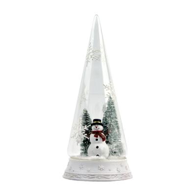 China Glass LED Lighted Hand Blown Glass Christmas Tree With Miniature Ornaments for sale