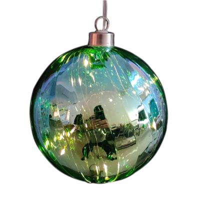 China Modern LED GLASS BALL ORNAMENT BATTERY GREEN CHRISTMAS DECORATION 10CM for sale