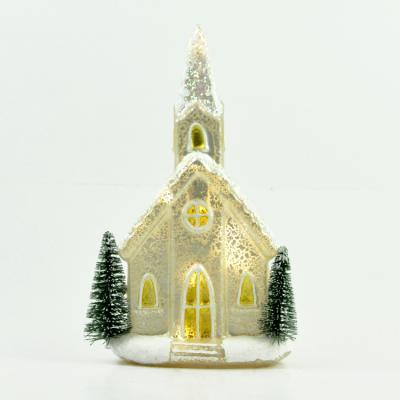 China Village Home Promotional House Church Decoration Christmas Glass Gift Decoration Ornament for sale