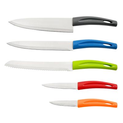 China Wholesale Yangjiang Viable Knife 5 Pieces Kitchen Knife Stainless Steel Set With Color PP Handle for sale