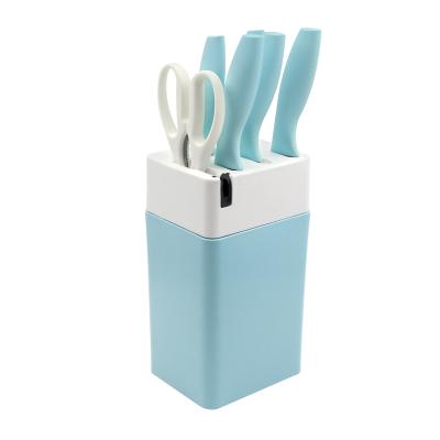 China Viable factory direct sale 5pcs pp handle stainless steel kitchen knife set with multifunctional knife holder for sale