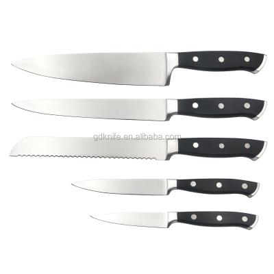 China Amazon Success New Viable 5 Piece ABS Handle Stainless Steel Western Knife Set for sale