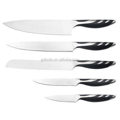 China Sustainable Chef Kitchen Knife Set 5 Piece Stainless Steel Knife Set With Black Handle for sale