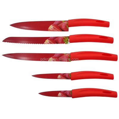 China Sustainable Food Grade PP Handle 5pcs Non-stick Color Knife Coating Set for sale