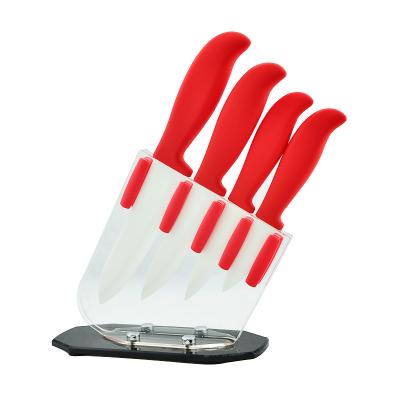 China Sustainable Soft Rubber Handle 4pcs Color Ceramic Knife Set for sale