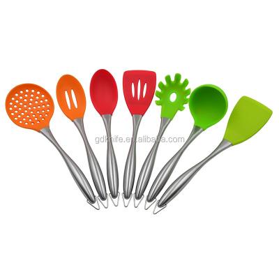 China Sustainable New Kitchen Products 7pcs Stainless Steel Handle Silicone Kitchen Tools for sale