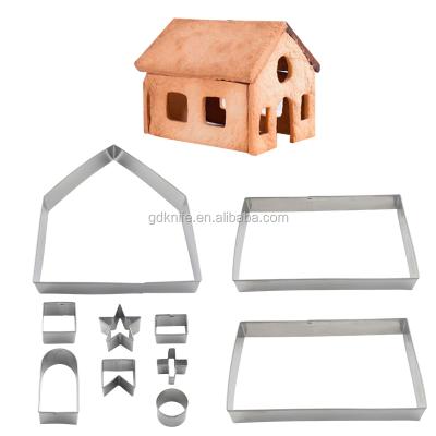 China Sustainable Stainless Steel 3D Christmas House Cookie Cutter Set for sale