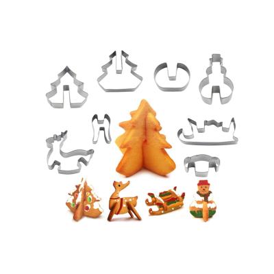 China 100% Sustainable Food Grade Stainless Steel 3D Christmas Scenario Cookie Cutter Sets for sale