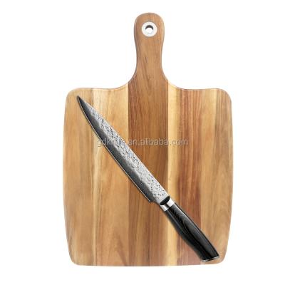 China Sustainable Hot Selling Natural Acacia Wood Meat Cutting Board With Handle for sale