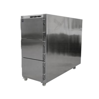 China 201/304Stainless Steel Mortuary Equipment Stores 3 Corpses Refrigerator Mortuary Freezer for sale