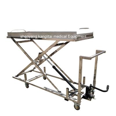 China American style stainless steel trolley medical hydraulic mortuary lift for sale KLT equipment corpse mortuary lift for sale