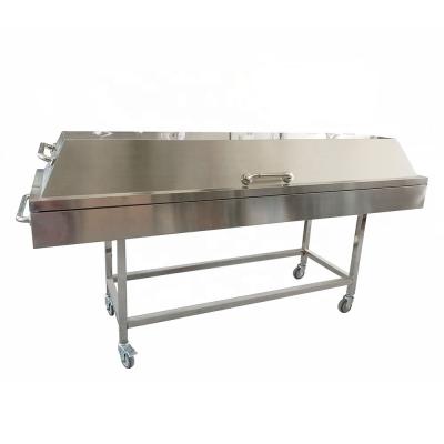 China American style hospital stainless steel morgue medical corpse cart with cover for sale