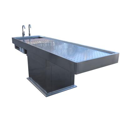 China Dissection Table Body Autopsy Table Hospital Electric Lifting High Quality Body Washing Stainless Steel Autopsy Table for sale