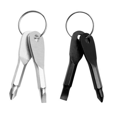 China Mini Multifunction Slotted Phillips Screwdrivers Shape Precision Cast Pocket Key Chain Repair Tools for sale