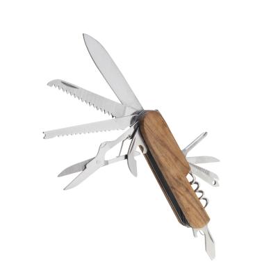 China Outdoor Tools 10 In A Multi-Function Folding Knife Multi-Tool Wood Handle Main Chain Outdoor Knife for sale