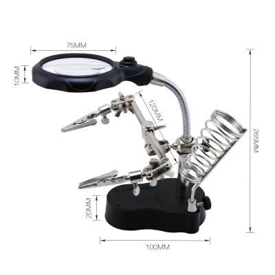 China Other BST-16126A Third Party Hand Clip Clamp LED Magnifier Soldering Iron Stand Magnifier Rework Repair Stand Welding Tools for sale