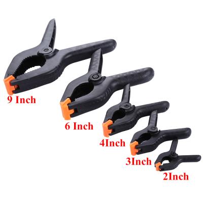 China Woodworking Clamping Work Tool 2 Wood 3 4 6 9 Inch Spring Clip Nylon Equipment Studio Backdrop A Form Plastic Clamp For Woodworking for sale