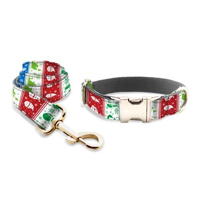 China Custom Outdoor Dog Training Leash Pattern Pet Neck Collar Dog Leash And Collar Set Outdoor Walking Set for sale