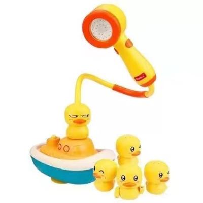 China Splashing Pirate Duck Bathtub Shower Water Spray Duck Bath Toy Plastic Rubber Toddler Sprinkler for sale