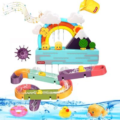 China Water Tool Spray Children's Border Piece Sprinkling Rainbow Duck Sprinkler Toy Baby Bath Shower Rainbow Yellow Way Splashing Set for sale