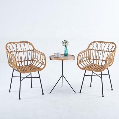 China Modern Rattan Dining Chair Wicker Chair Set Metal Garden Chairs for sale