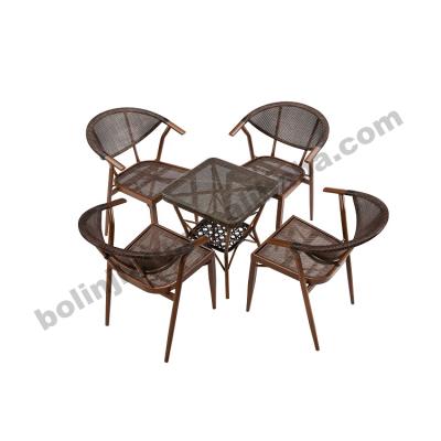 China Factory Price Modern Patio Cafe Set Metal Frame Garden Restaurant Table And Chair Set for sale