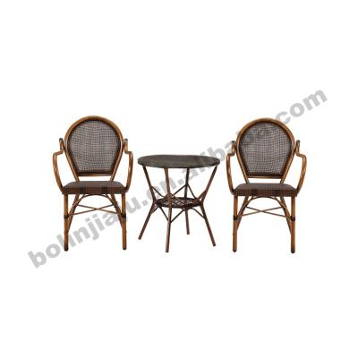 China Modern Direct Selling Water-grain Tempered Glass Balcony Outdoor Cafe Tables And Chairs Set for sale