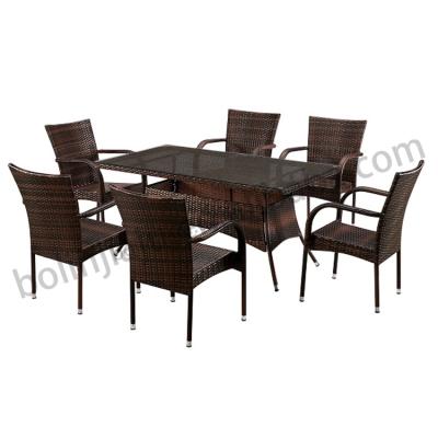 China Factory supply modern pe rattan furniture comfortable rattan table and chair for restaurant for sale