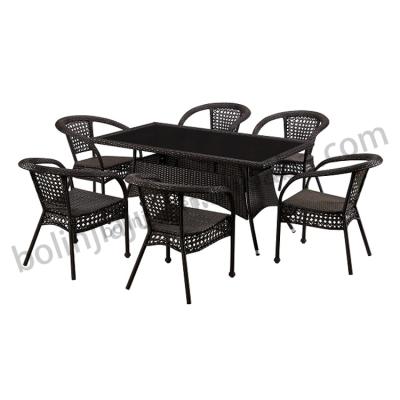 China Direct Selling Modern High Back And Armrest Set Outdoor Restaurant Rattan Table And Chair for sale