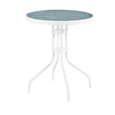 China Modern Farmhouse Style Tempered Glass Dining Table Round Lid Glass Tea Table for sale