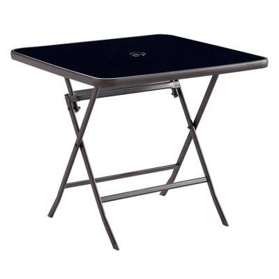 China High Quality Tempered Glass Outdoor Folding Portable Style Folding Table Tables And Chairs Outdoor Table for sale