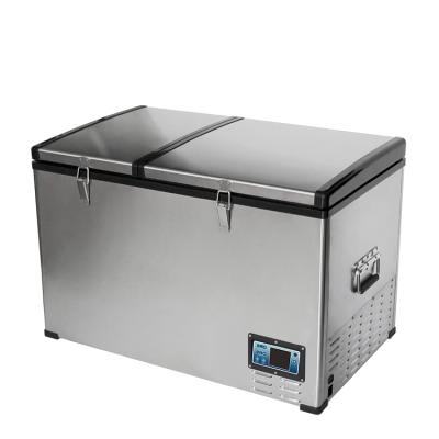 China Car /home 80L BCD Series Car Refrigerators Iron Cabinet Refrigerators Double Zones Outdoor Camping Fridge for sale