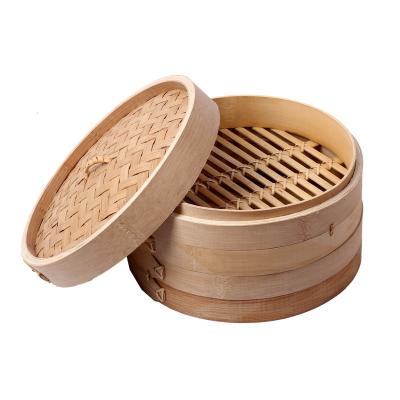 China Sustainable Wholesale 10 Inch Charred Steamer Dim Sum Bamboo Steamer Basket For Kitchen for sale