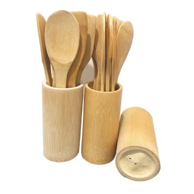 China Sustainable Wholesale Bamboo Cooking Kitchen Tool Utensils Set for sale