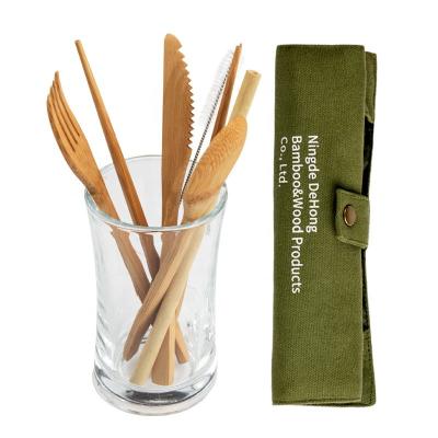 China Sustainable Eco-Friendly Reusable Bamboo Cutlery Set With Pocket Bamboo Dinnerware Dinnerware Set for sale