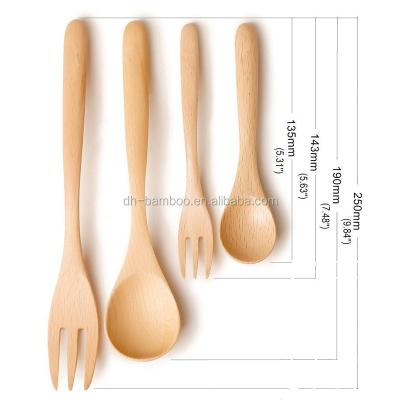 China Viable Wholesale High Quality Wooden Tableware Beech Spoon and Fork Set for sale