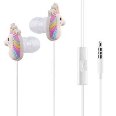 China Amazon Unicorn Rainbow Horse Cartoon In-Ear Earphones Hot Selling Perfect Christmas Birthday Gift For Kids for sale