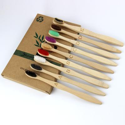 China Natural biodegradable adult bamboo toothbrush set bamboo wood toothbrush charcoal for sale