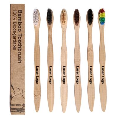 China Custom logo eco-friendly natural bamboo toothbrush on the go bamboo toothbrush for sale