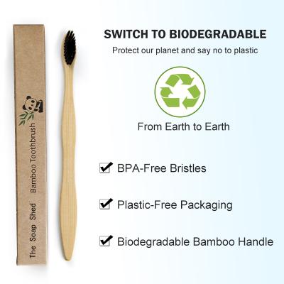 China 100 natural organiceco bamboo toothbrush biodegradable wooden display bamboo toothbrush for sale