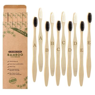 China Printed bamboo toothbrush maker natural toothbrush bamboo toothbrush family set for sale