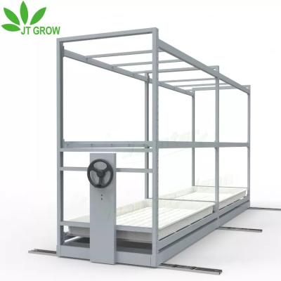 China Hydroponic Indoor Vertical Grow Rack Agriculture Grow Room Mobile Vertical Grow System Drainage With Track for sale