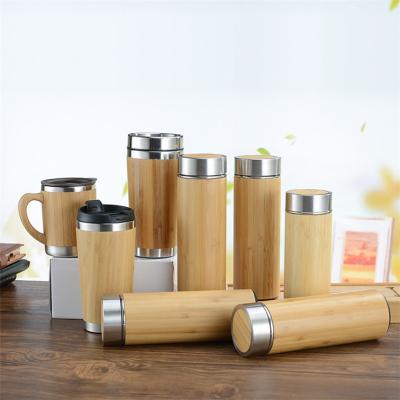 China Business Promotional BPA Free Design Bamboo Steel Mugs Travel Coffee Mugs Custom Tumbler Bamboo Water Bottle for sale